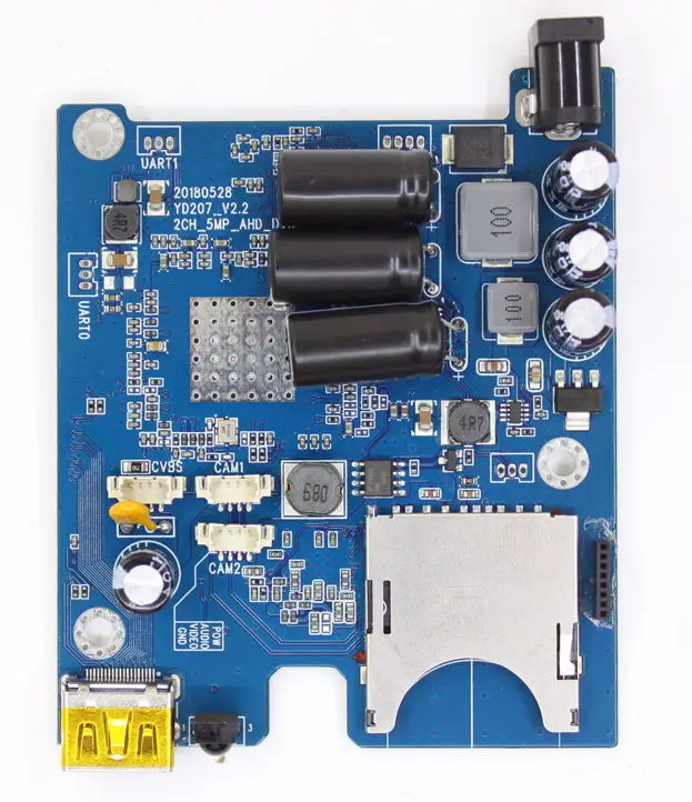 2CH Mini AHD DVR PCB Board AHD max 5.0MP(2592X1944)camera input and 2 Channel for different camera video input