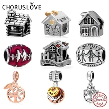 Choruslove Happy Family Charm Tree Bead 925 Sterling Silver House Beads fit Original Pandora Charms Bracelet DIY Women Jewelry Choruslove Happy Family Charm Tree Bead 925 Sterling Silver House Beads fit Original Pandora Charms Bracelet DIY Women Jewelry