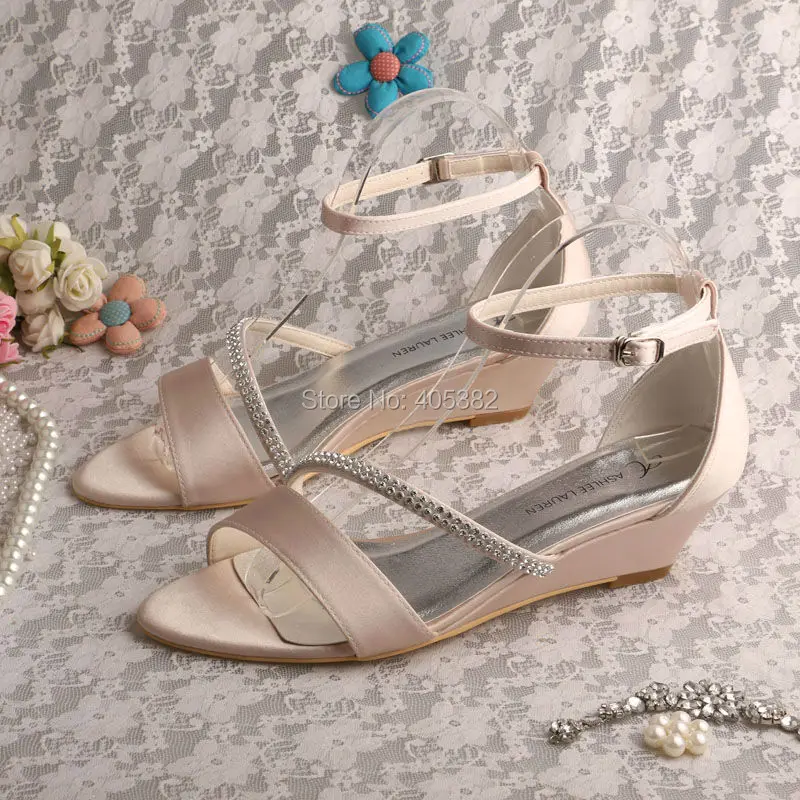 nude low wedge shoes