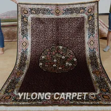 Yilong 5'x7. 5' Iran коричневый медальон ручной работы изысканный персидский шелковый ковер(ZQG323A