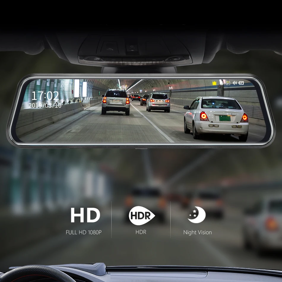 Jansite 1" Зеркало DVR Dash Cam FHD 1080P потоковая Автомобильная камера заднего вида с циклической записью ночного видения+ 1080p резервная камера