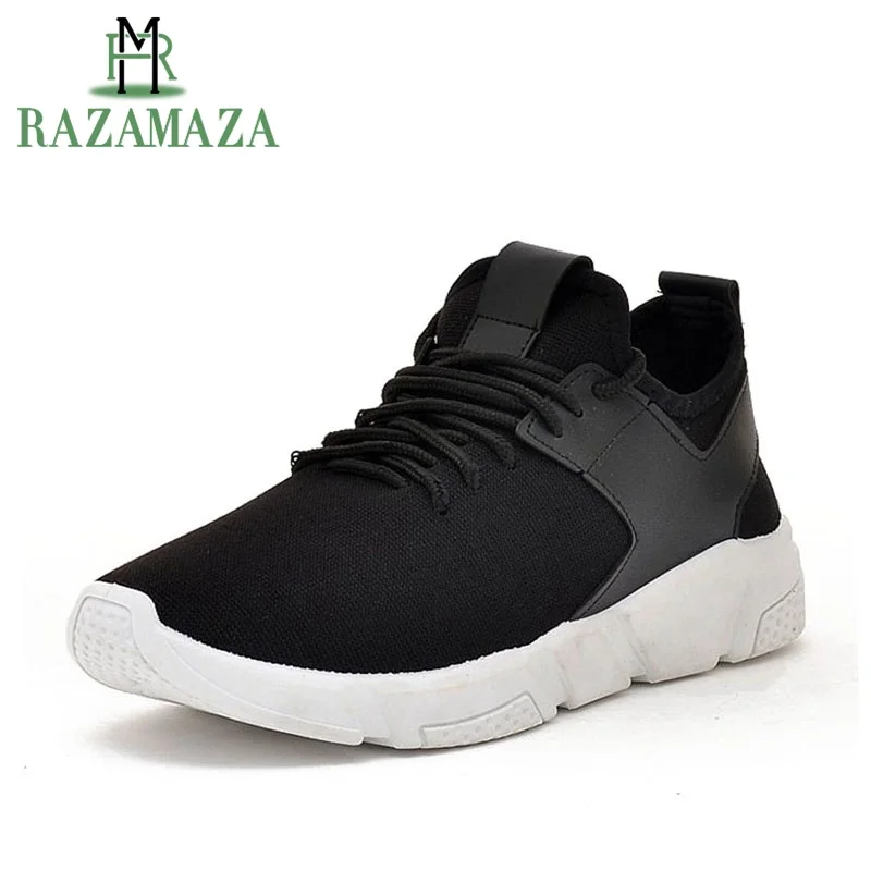 

RAZAMAZA Men Sneakers Casual Flats Black Gray Shoes Men Lace Up Outdoor Breathable Air Mesh Fitness Trainers Shoes Size 39-44