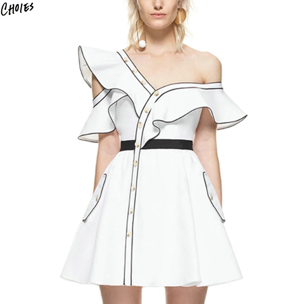 Butterfly Sleeve One Shoulder Dress