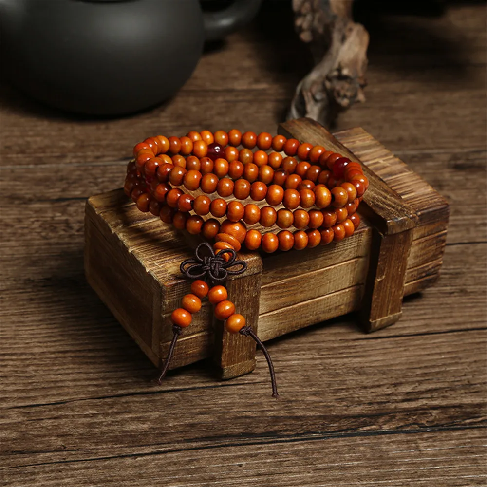 

Yellow 6mm Natural Sandalwood Bracelets & Bangles For Women Buddhist Buddha Wood Prayer Bead Mala Unisex Men Jewelry Bijoux A245