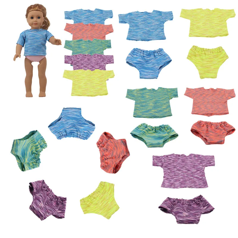 

Doll Clothes 10 Pcs 5 set Doll Stripe Shirt &Underpants For 18 Inch American Doll & 43 Cm Born Doll For Generation Accessories