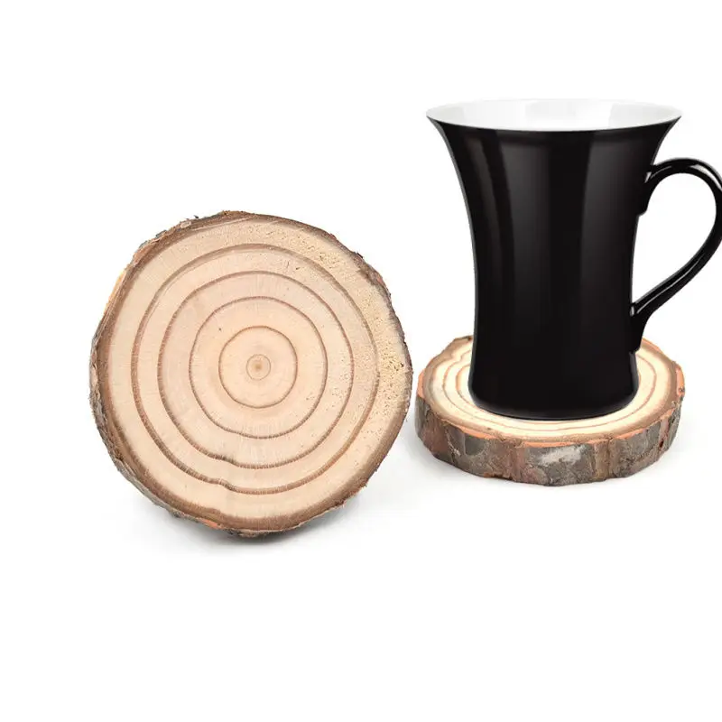 Natural Wooden Slice Cup Mat Coaster Tea Coffee Mug Drinks Round Holder Random