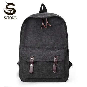 

Scione Solid Color Backpack Korean Women Bagpack Middle High School Bag Teenagers Laptop Backpacks Black/White Canvas Rucksack