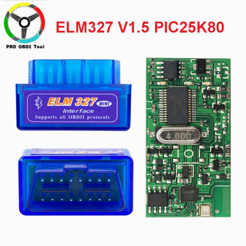 Супер Мини ELM327 V1.5 Bluetooth PIC18F25K80 ELM 327 1,5 OBD2 автомобильный диагностический инструмент поддержка J1850 протоколов