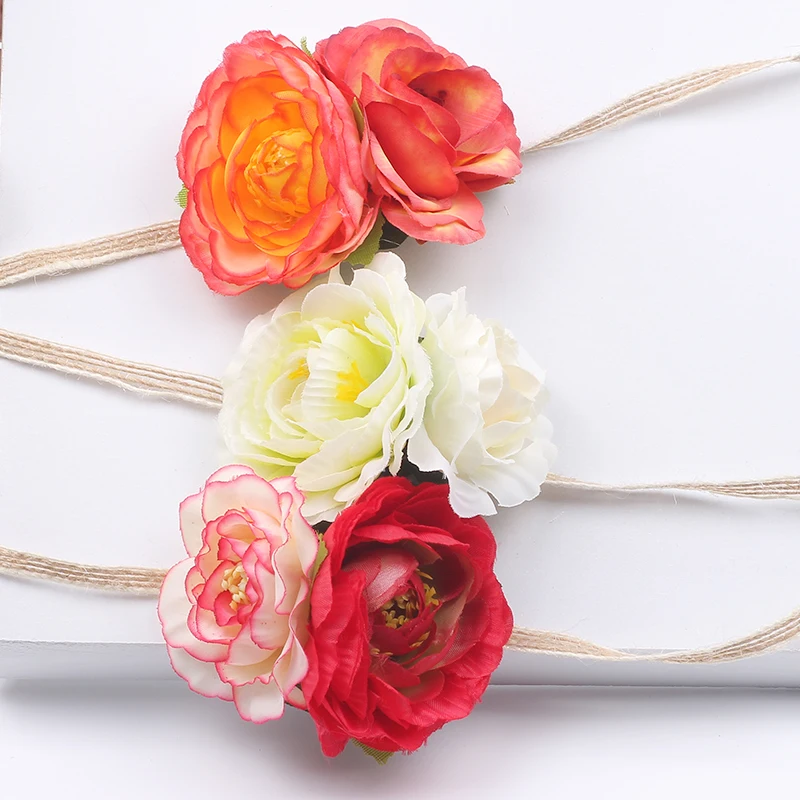 

Artificial flower headband Girls Princess Headband Headwear Child Kids Flowers Lovely Headwrap Birthday Party gift