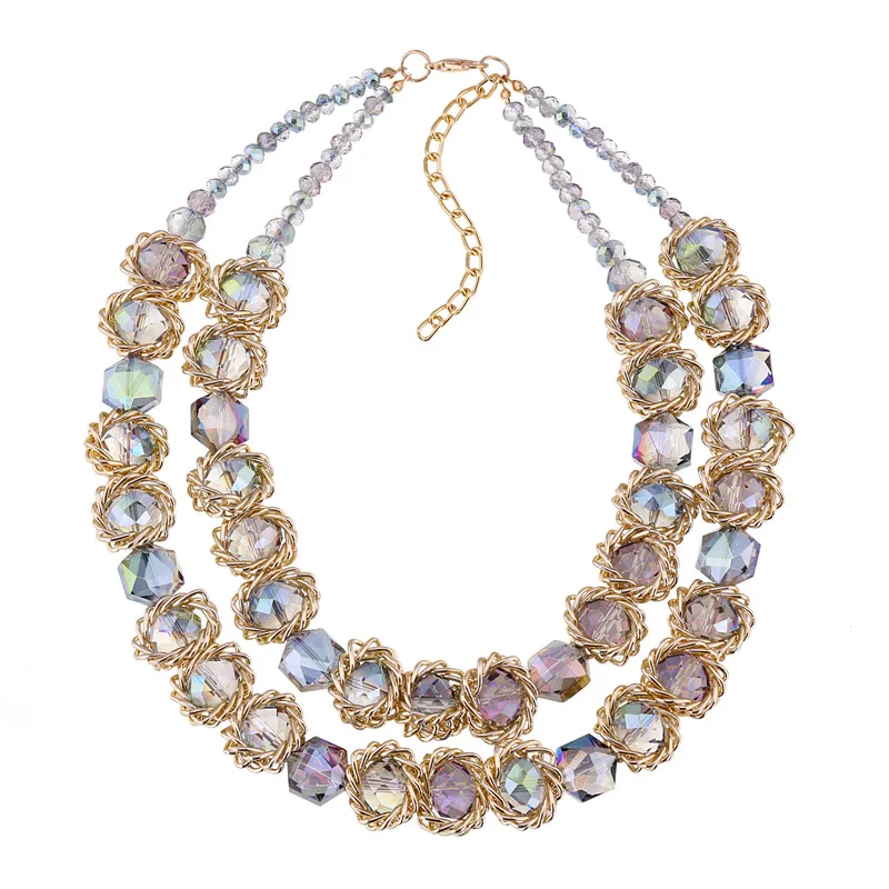 DiLiCa классическое ожерелье-чокер ручной вязки женское многослойное ожерелье с кристаллами для девушек вечерние ювелирные изделия макси