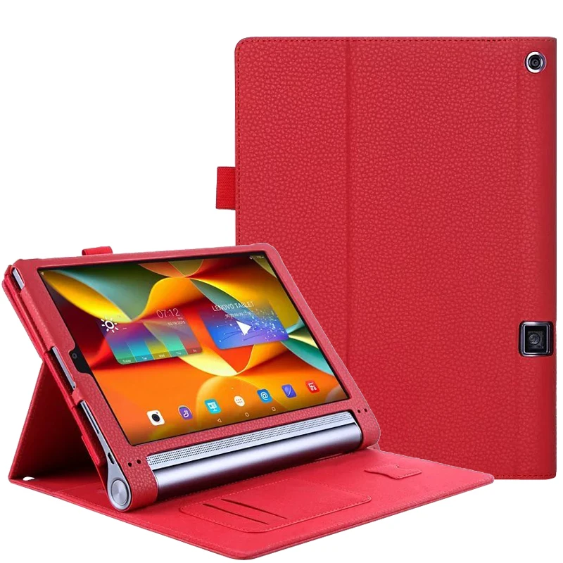 

PU leather Slim-book Stand Cover Card Holder Hand Strap Case For Lenovo Yoga Tab3 Tab 3 Plus YT-X703F 10.1 inch Tablet + Gift