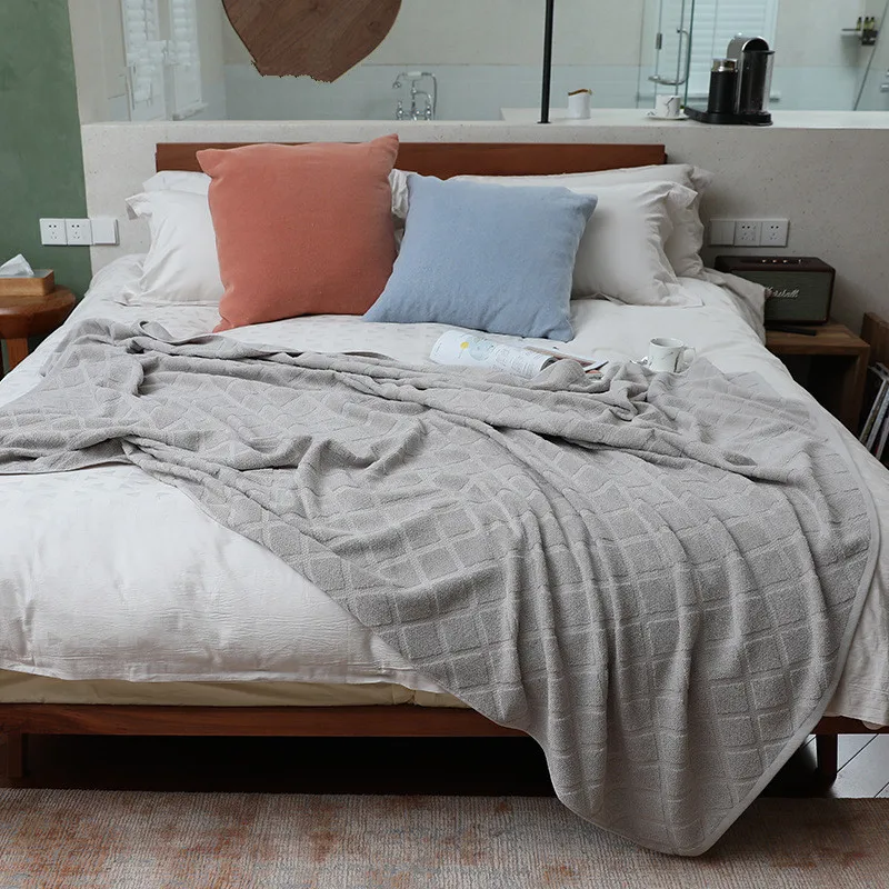 150x200 см хлопковое Клетчатое одеяло однотонное мягкое удобное осеннее стеганное одеяло для дивана путешествия дышащее взрослое покрывало для кровати одеяло