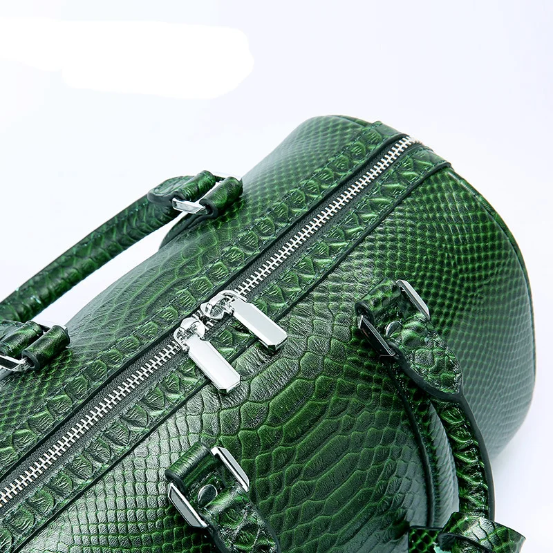 Женская сумка из натуральной кожи, роскошная, змеиная, настоящая, коровья кожа, Бостонская сумка, высокое качество, сумка на плечо, женская, зеленая, змеиная, сумка-тоут