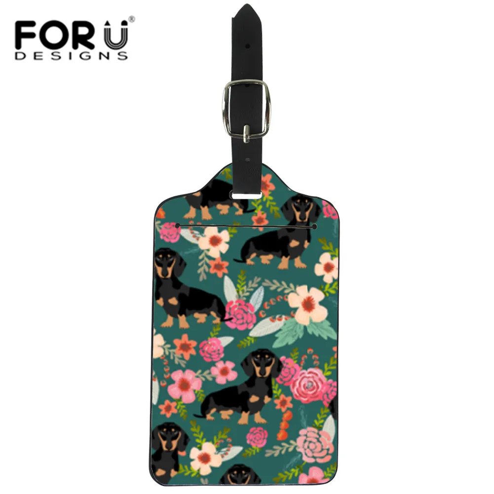 

FORUDESIGNS Suitcase Luggage Tags Identifier Label ID Address Holder 3D Dachshunds Floral Pattern Luggage Tag Travel Accessories