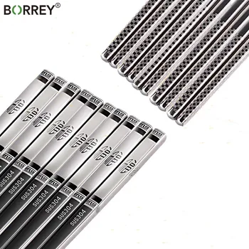 

BORREY 5Pair/Lot 304 Stainless Steel Chinese Chopsticks Non-slip Silver Chopsticks Sushi Cutlery Hashi Chop Stick Dinnerware Set