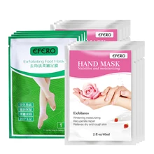 EFERO 3 пары отшелушивающая маска для ног отшелушивающая детская маска для ног педикюрные носки Уход за ногами+ 3 пары увлажняющая ручная отбеливающая маска перчатки
