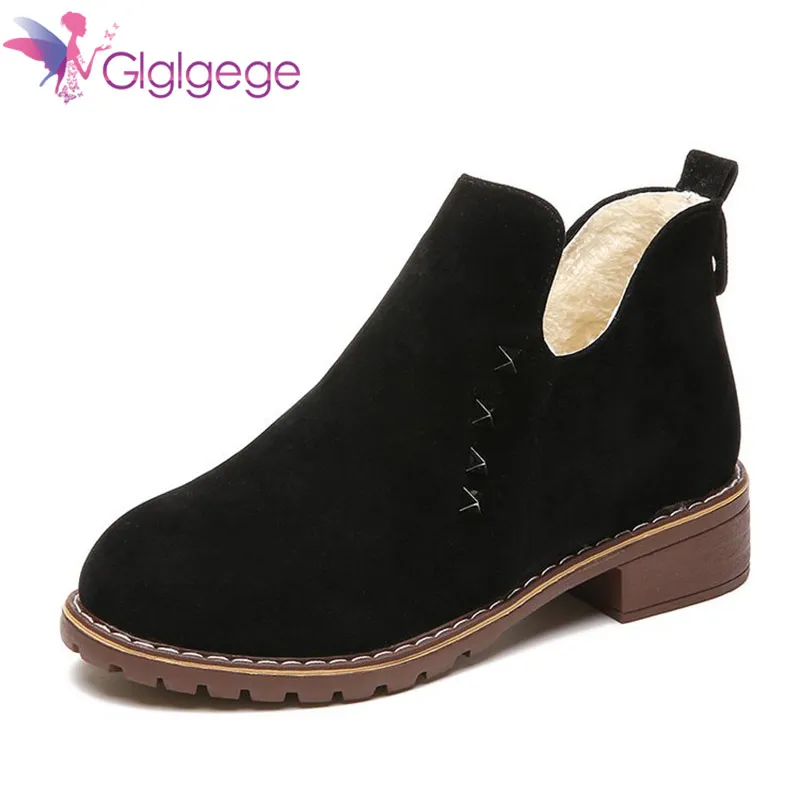 

Glglgege 2018 New Shoes Side Zipper Flat Shoes Winter Casual Shoes Plus Velve Riding Equestrian Boots Women's Boots Plush
