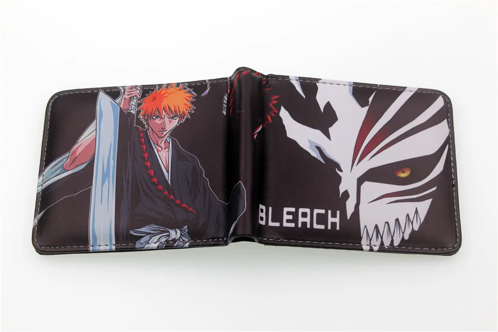 Аниме Bleach Куросаки Ичиго Pu короткие бумажник двойного сложения держатель для кредитных карт с фотографиями держателя слоев кожи обувь для