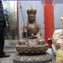 Xd 003102 Китайский Храм старый Медь Бронзовый Kshitigarbha Дзидзо Сюань Цзан бонза Статуя Будды