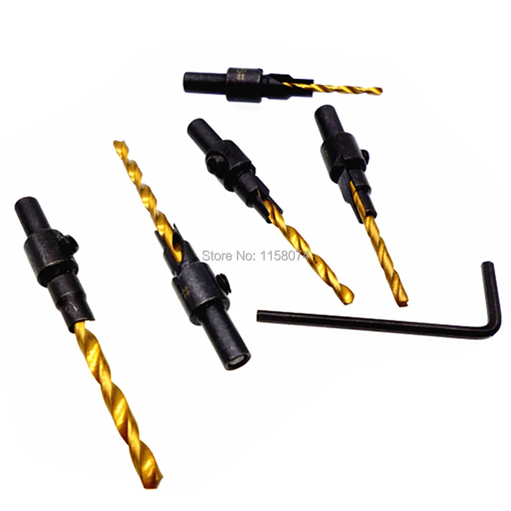 5pcs Countersink Drill Bit Woodworking High Speed Steel Drill Bit