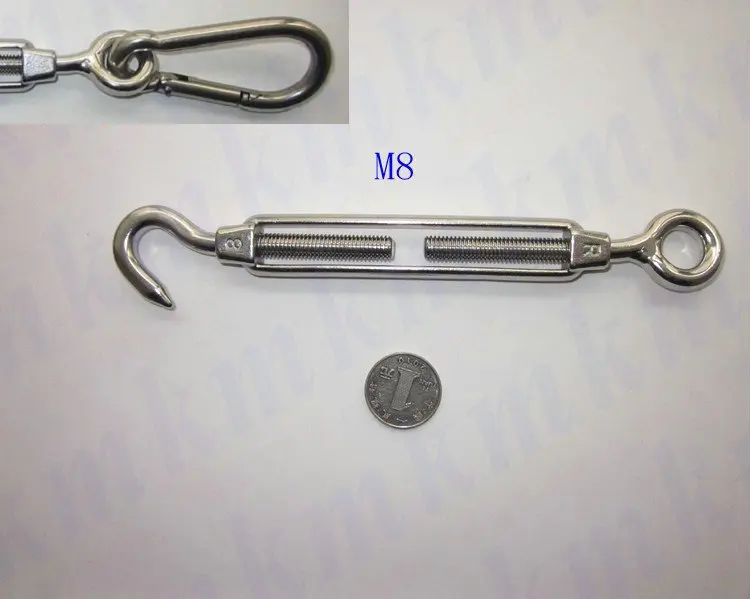 

M8 US type stainless steel wire rope marine hardware 304 turnbuckles with eye and hook