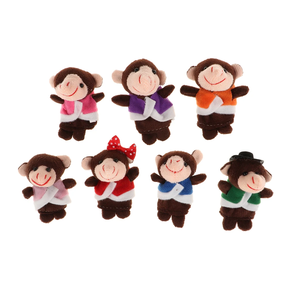 Finger Puppets Set, Five Little Monkeys Jumping on the Bed with Mommy Monkey and Doctor Monkey Plush Toys Finger Animal Toy