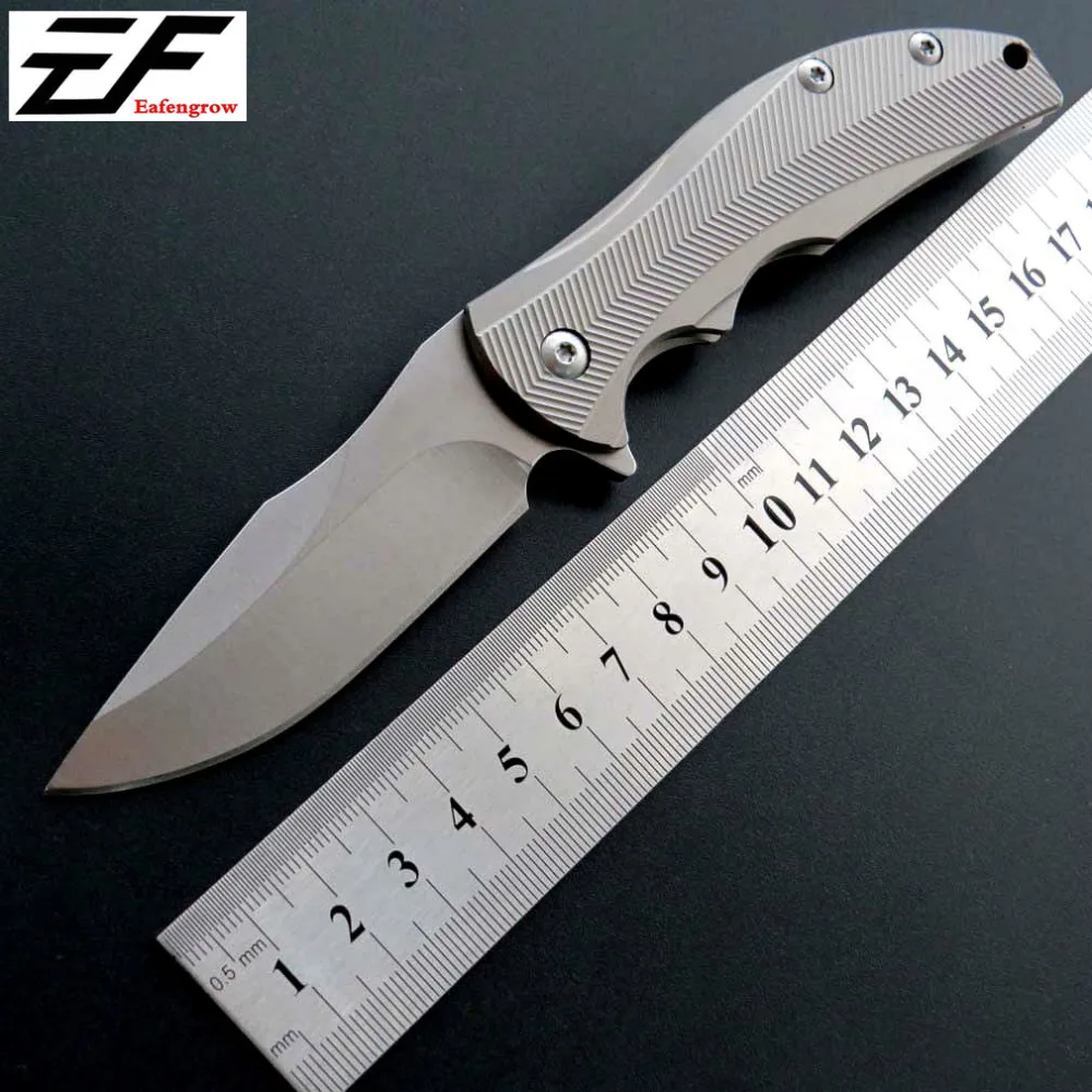 Eafengrow ZT0606CF folding knife D2 blade Blade + titanium handle pocket knife ball bearing outdoor  camping  knife EDC tool