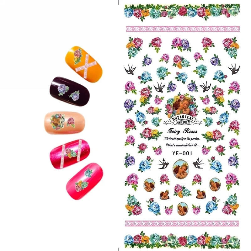 

1X WATER DECAL NAIL STICKER FLOWER MELODY ANGEL SISTER BABY BIRD PLOVER THREE COLORS YE001-006