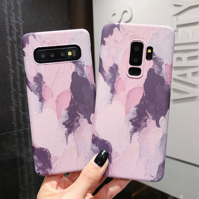 YHBBCASES ретро-чехлы с масляной росписью для samsung S10 S8 S9 Plus, разноцветный жесткий чехол для телефона с каракулями для samsung Note 10 8 9