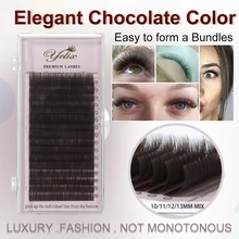 YELIX 0.07 C D False Eyelashes Individual Eyelash Extension Color Fake Eye Lashes Mink Eyelash Extension 100% real Dark Brown