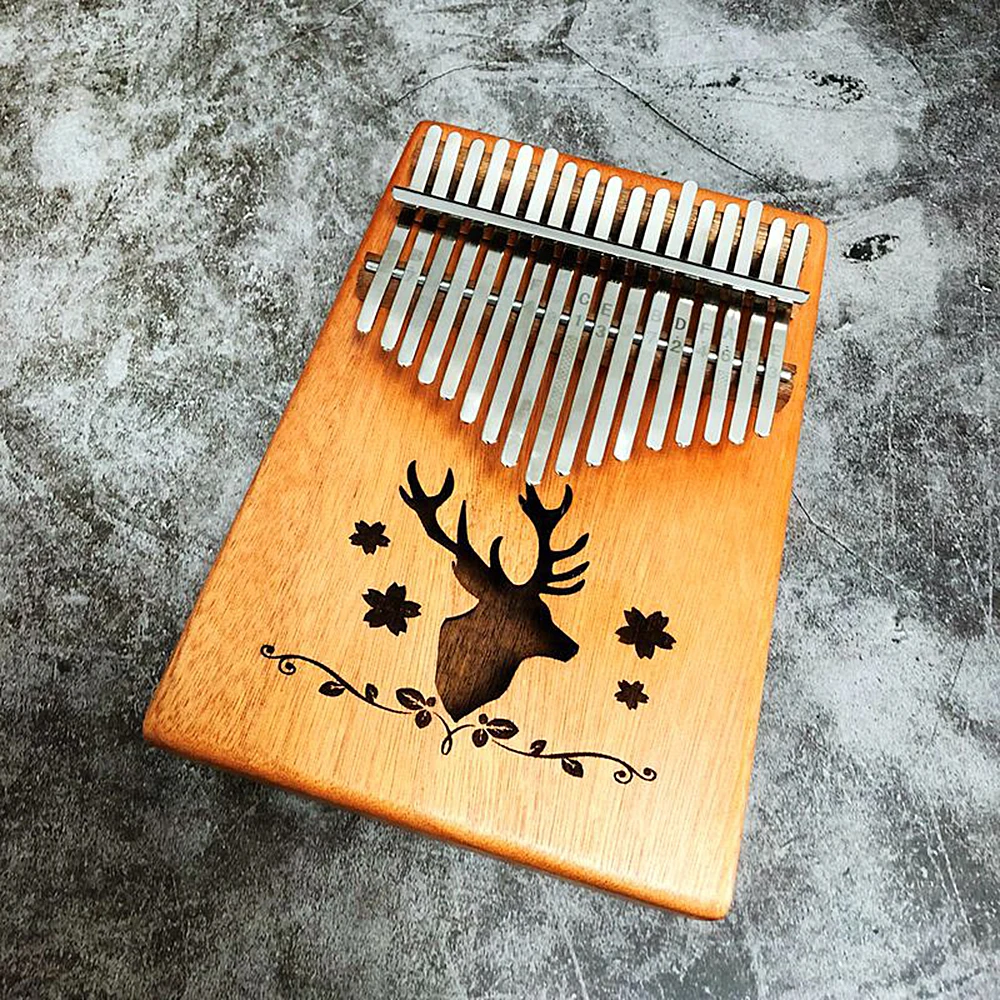 17 клавиш калимба Mbira «пианино для больших пальцев» традиционный музыкальный инструмент сочетаться с молоточек для настройки шкала наклейка - Цвет: Log reindeer