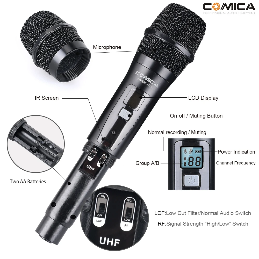 Comica CVM WM200 (D) 96 канал металлический UHF профессиональный Беспроводной ручной