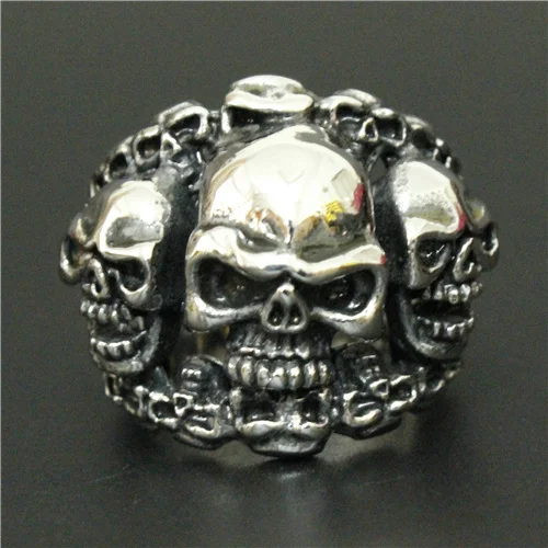 Cool Heavy Ghost Skull Ring Titanium Steel 316L Stainless Hollow Angry Biker | Украшения и аксессуары