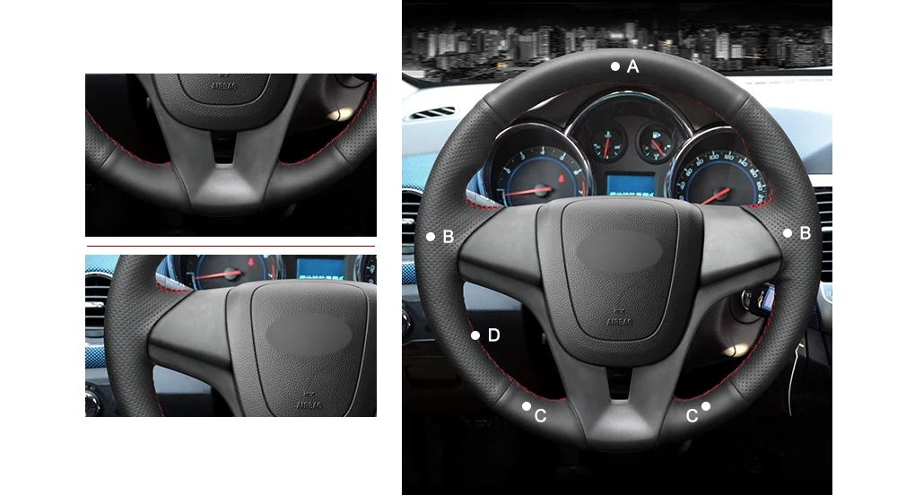 MEWANT черная искусственная кожа сшитая вручную крышка рулевого колеса для Chevrolet Cruze 2009- Aveo 2011- Orlando 2010