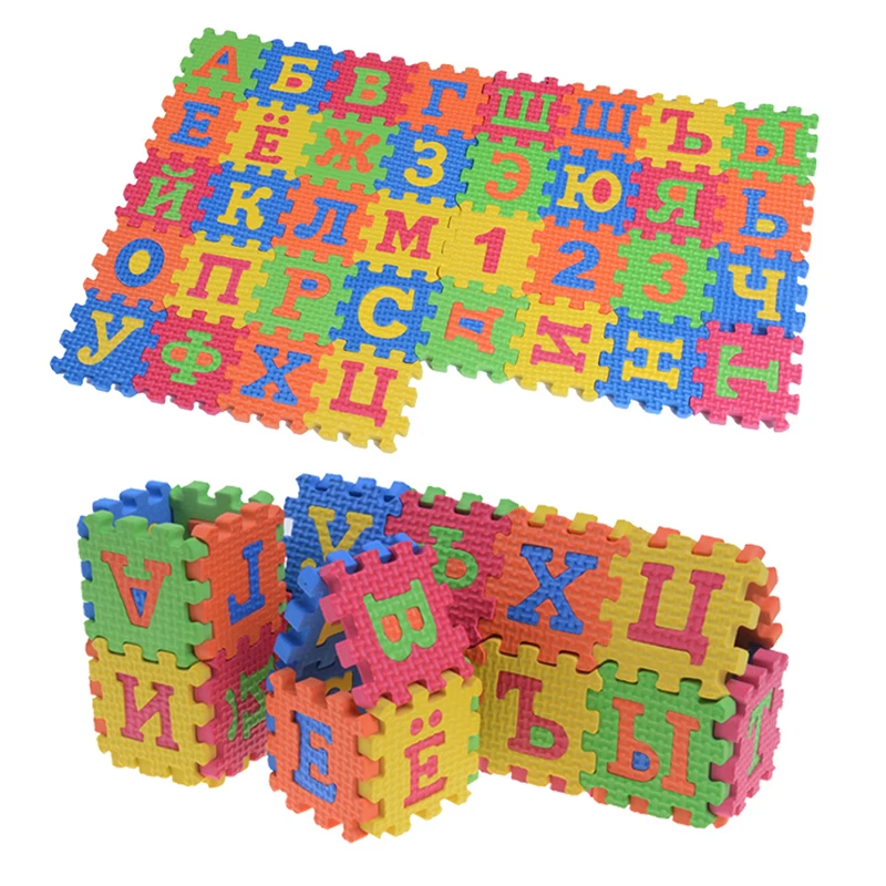 

60 Pcs Russian Alphabet Letters Mini EVA Foam Numbers Floor Soft Baby Mat 3D Puzzle Kids Educational Toys
