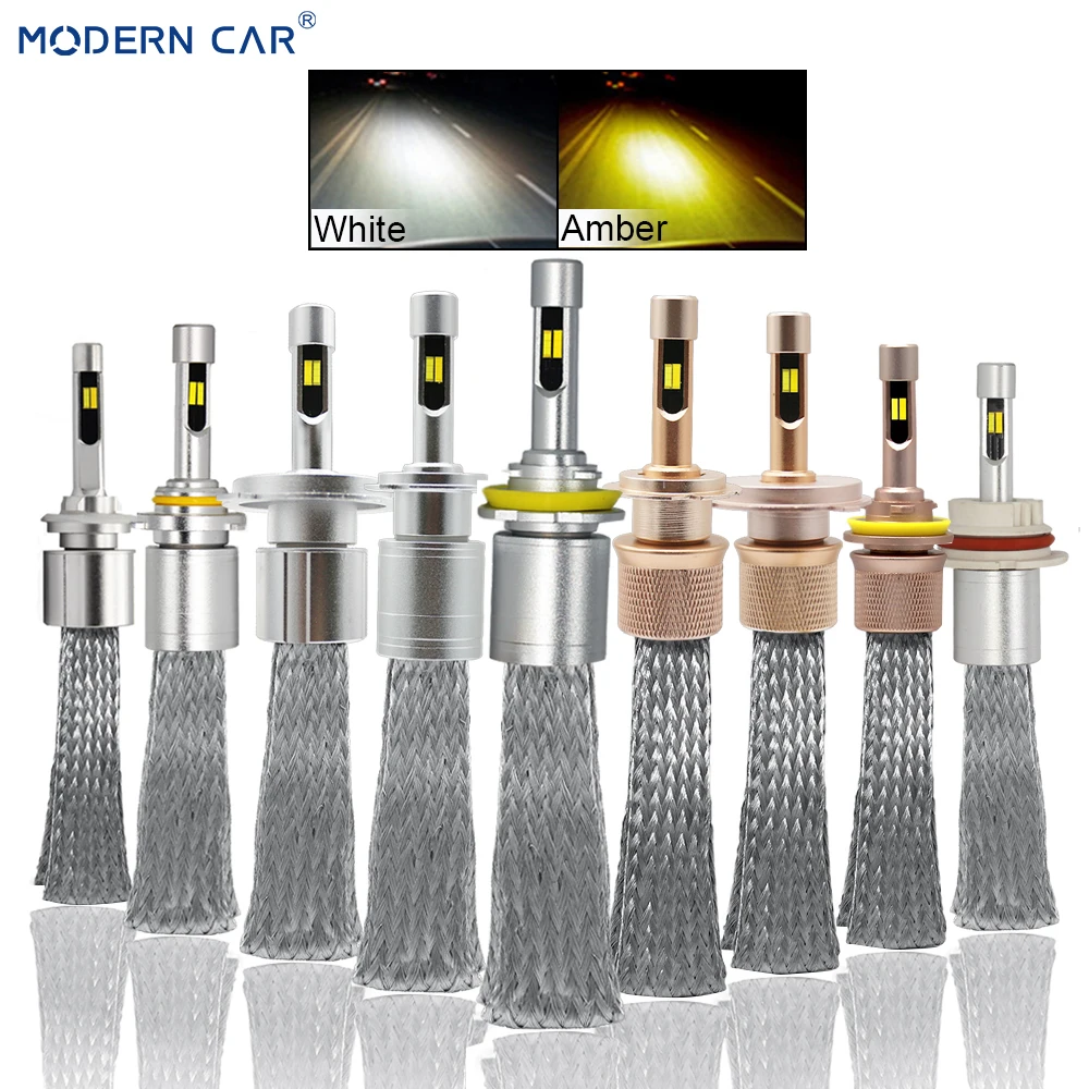 MODERN CAR Dual Color White Amber Fog Lights 72W 8000LM LED Fog font b Lamp b