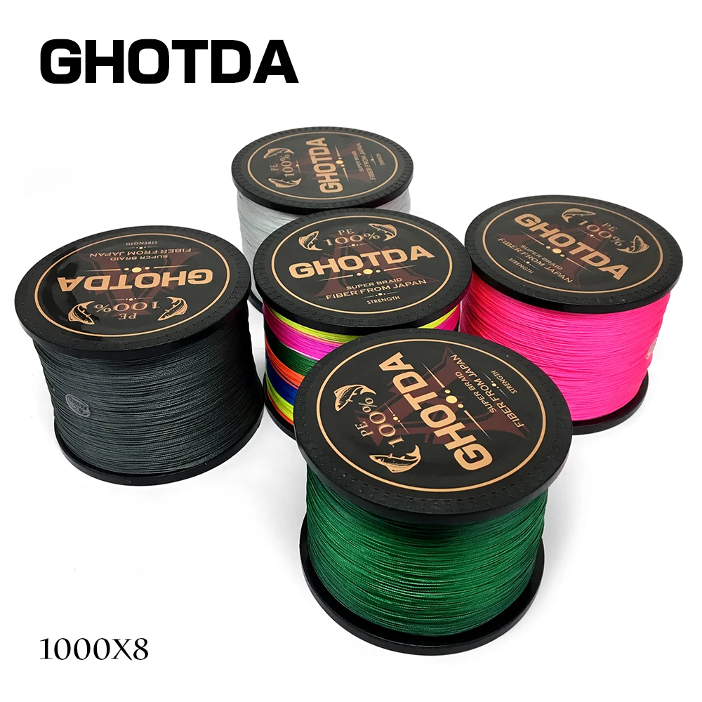 GHOTDA العلامة التجارية خيط صنارة الصيد 1000 متر 8 السواحل PE مضفر المتعددة الشعيرات سلك 15 20 30 40 50 60 80LB