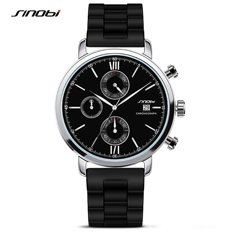 SINOBI Sports Men's Chronograph Wristwatch Males Geneva Quartz Watches Riding Clocks 2018 James Bond 007 Montre Homme Furious