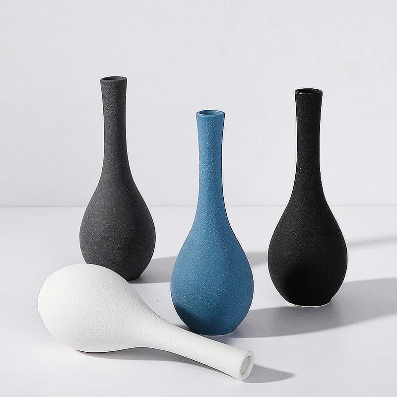

Modern Porcelain Dry Flower Vase Living Room Wine Cabinet Vase Pot Japanese Style Simple Scrub Small Household Decoration