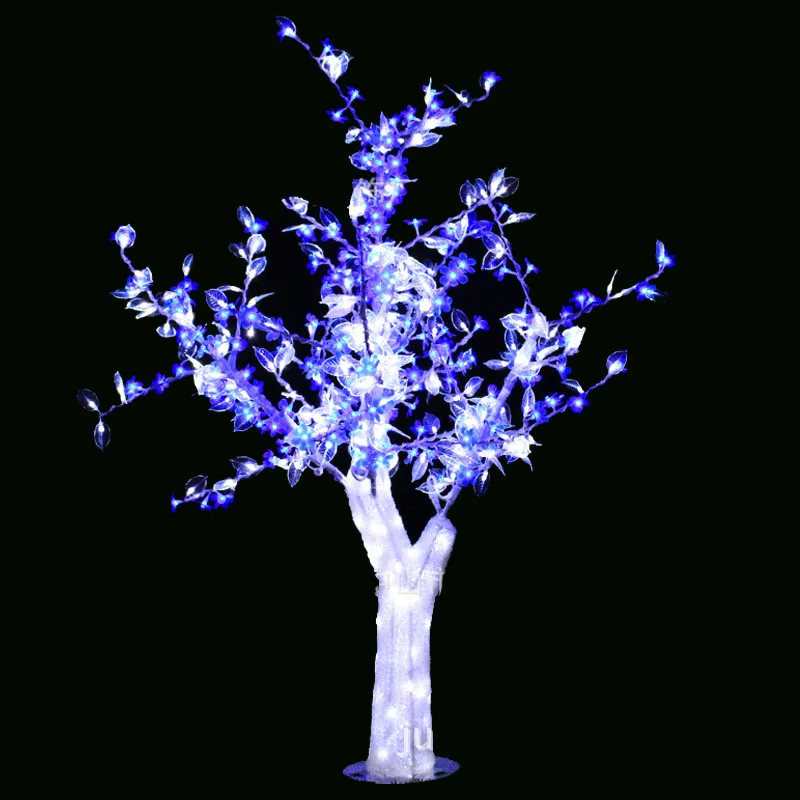 

1.5M 5FT LED Christmas New year Light Crystal Cherry Blossom Tree with White Leafs blue flowers Outdoors indoor waterproof