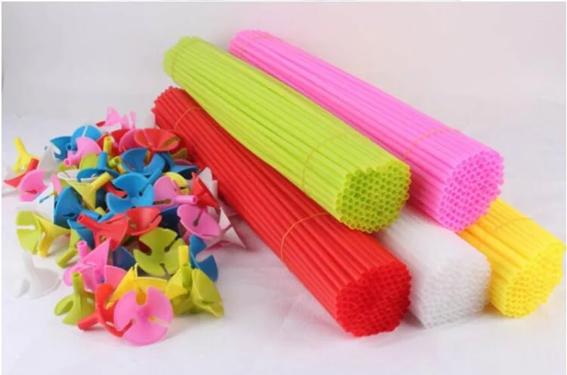 20 pieces Latex Ballon Stick Balloon Accessories 44cm Plastic Inflatable Toy Holder Sticks Cup Wedding Decoration Party Supplies 6