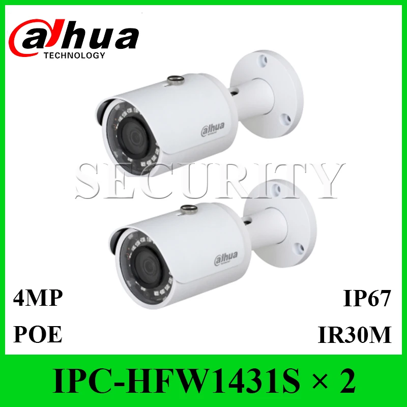

2 Pieces / Lot Dahua Original IPC-HFW1431S 4MP Mini-Bullet Camera WDR IP67 IR30m Upgrade from IPC-HFW1320S