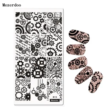 

Gear Wheel Nail Art Stamping Template Image Plate Wrench Chain Nail Stamping Plates Manicure Stencil Accessories Mezerdoo B15