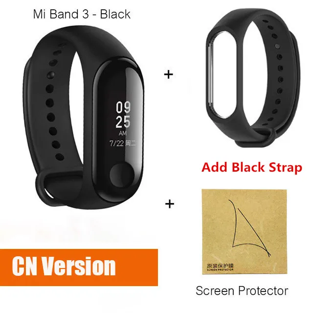 Xiaomi mi Band 3 умный фитнес-браслет трекер Смарт-часы браслет OLED тачпад монитор сна Пульс mi Band 3 - Цвет: CN black film