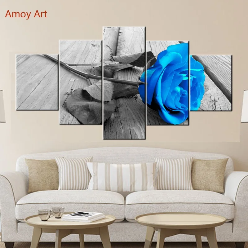 5 Panels Gray Roses Flowers Wall Pictures for Living Room Photo to Canvas Art Home Decor Bedroom Painting | Дом и сад