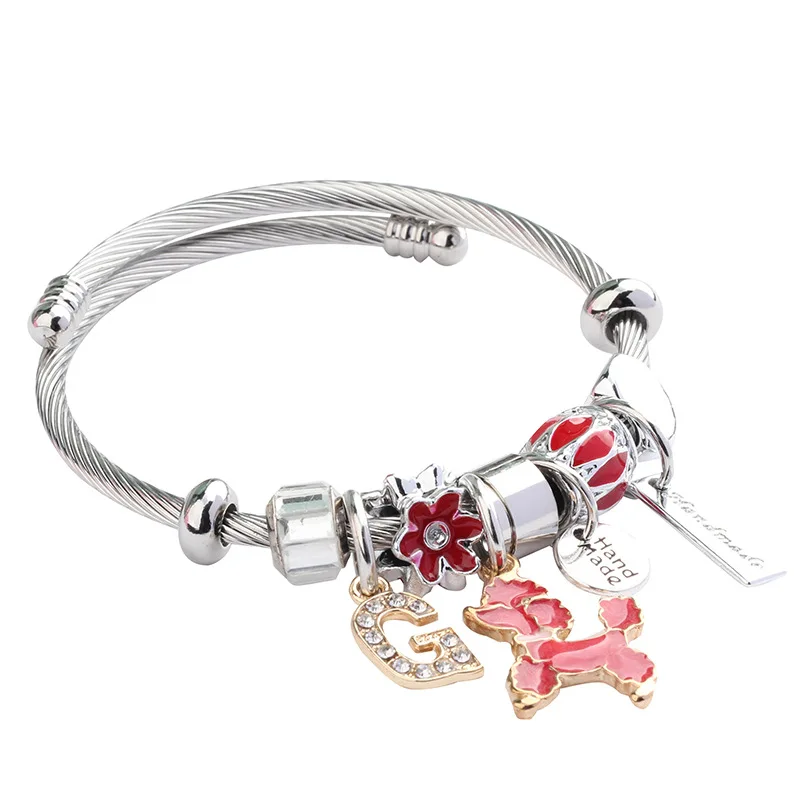 Hello Cat Браслеты Сеть Подвески Браслет Femme подарки для Для женщин Нержавеющая сталь Jewelry браслет Bizuteria - Окраска металла: red dog bracelet