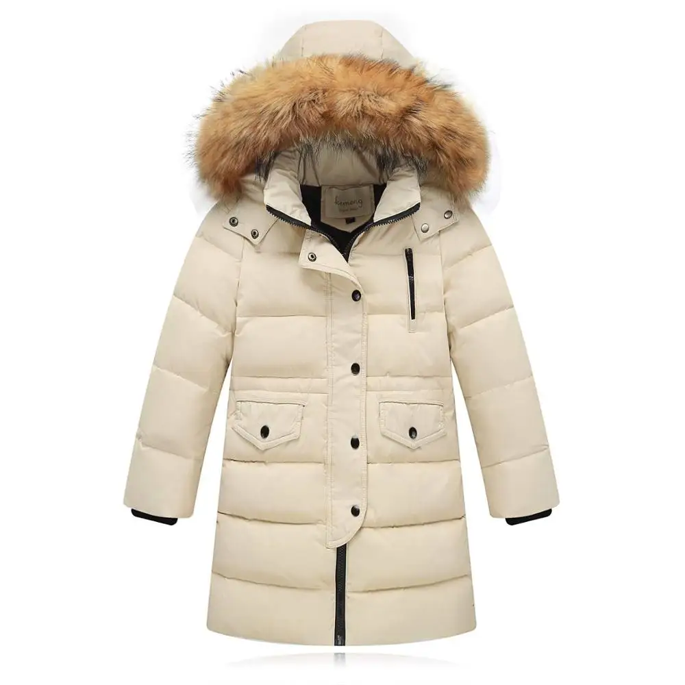 Г., зимние теплые куртки-пуховики для девочек Длинная модель, плотная детская одежда верхняя одежда на утином пуху пуховик для девочек на температуру до-30 градусов - Цвет: color as photo