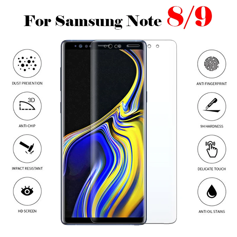 

Protective hydrogel glass on for Samsung Galaxy note not 8 9 screen protector film sansung tremp 9note note9 cam tempered glas