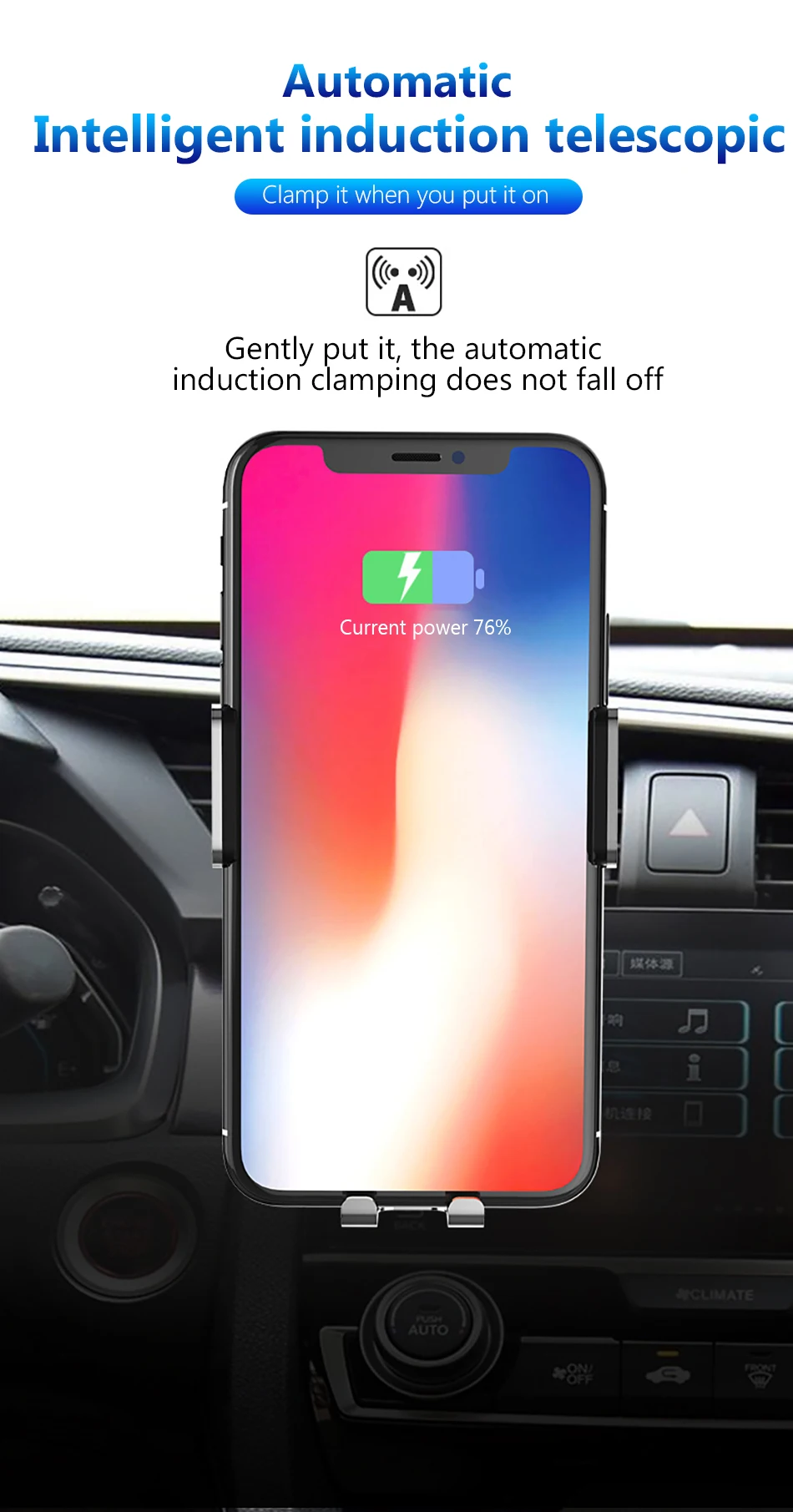 !ACCEZZ 2 in 1 510W Fast Car Wireless Charger For iPhone 8 X XS Xiaomi 7 8 Samsung S8 Phone Wireless Charging Auto Stand Holder (2)