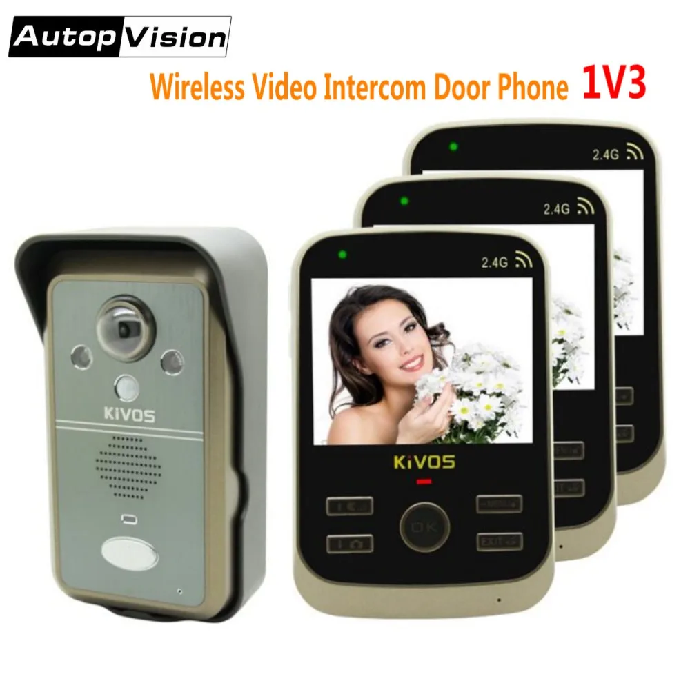 KDB302A 1V3 Wireless Video Intercom Door Phone doorbell camera with 3 3.5 inch LCD Monitors for home 2 Way Audio remote unlock KDB302A 1V3 Wireless Video Intercom Door Phone doorbell camera with 3 3.5 inch LCD Monitors for home 2 Way Audio remote unlock